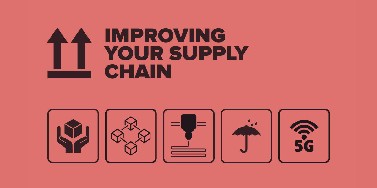 Icons representing supply chain technology