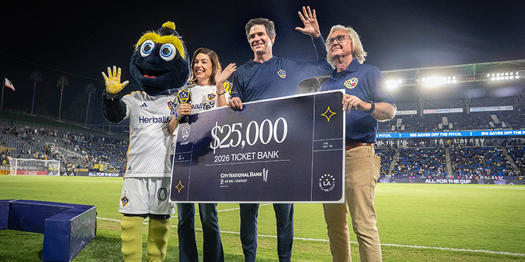 City National Bank Check Donation with LA Galaxy to AYSO