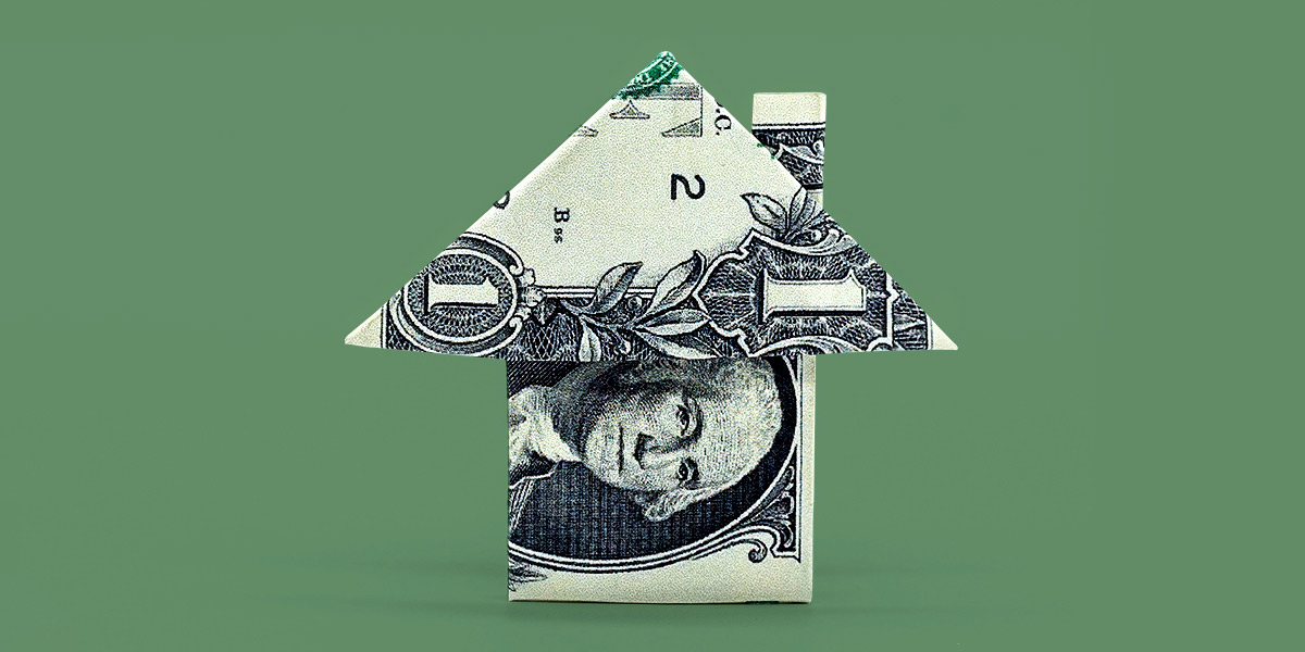 Money folded into shape of house