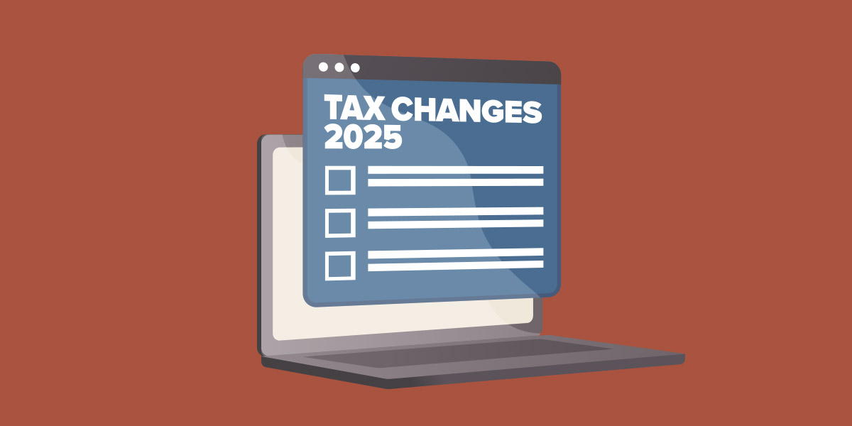 Animated computer with "Tax Changes 2025" displayed on screen.