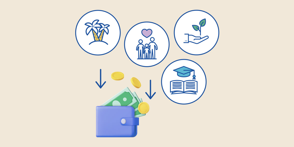 Pictures representing tax credits next to a wallet