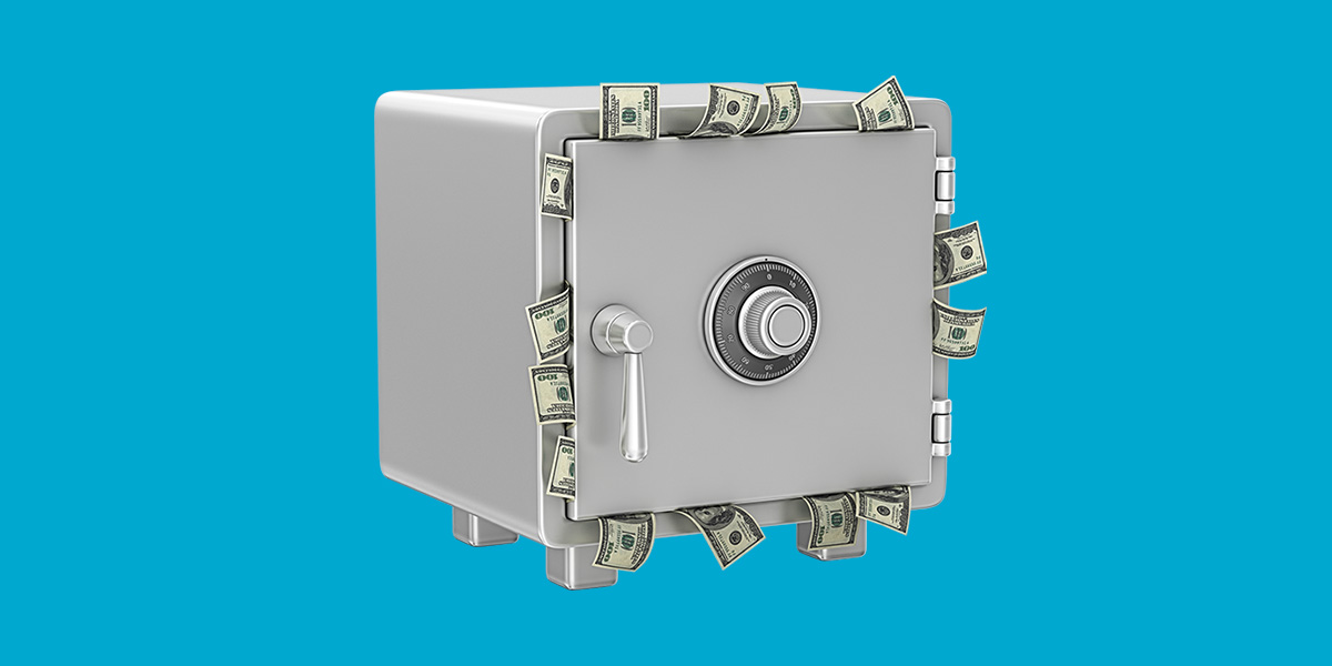 Safe overflowing with money