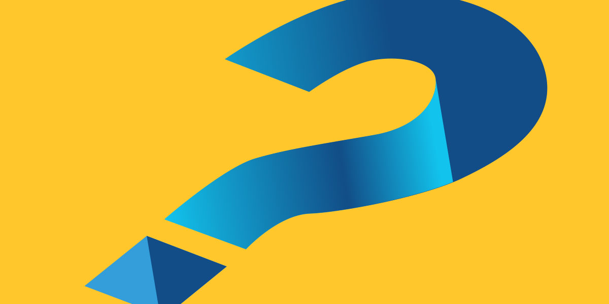Blue question mark on yellow background