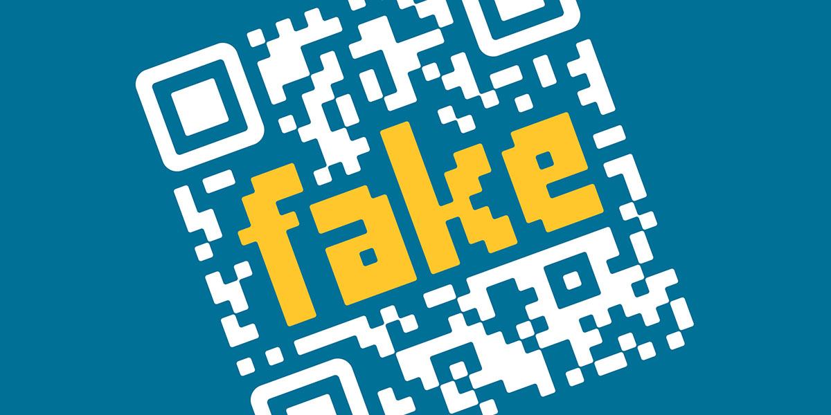 QR Code with the word "fake" embedded within it
