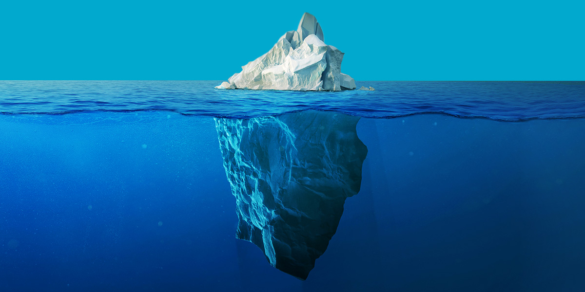View of tip of iceberg and below the surface