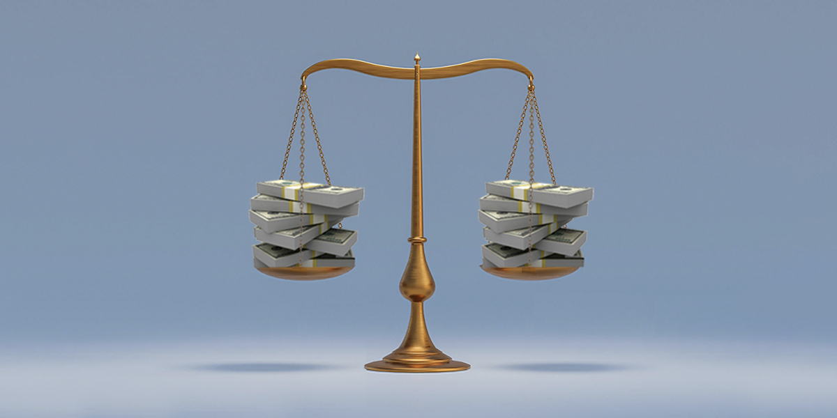 Stacks of money in balance