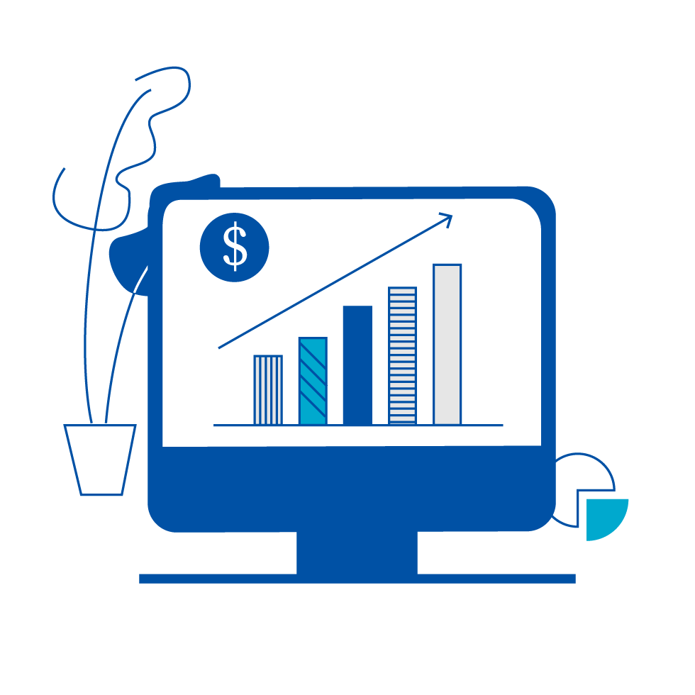 Graphic of a bar chart on a computer screen