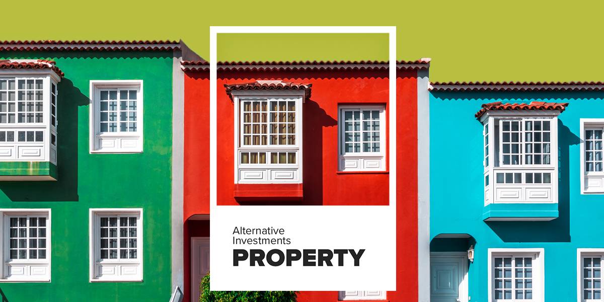 Three townhomes , one framed as an Alternative Investment